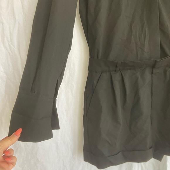 Zara SHIRT STYLE SHORT JUMPSUIT. Black Size Medium NEW - Picture 11 of 13